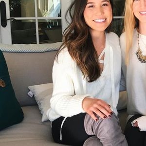 Cream lace up sweater